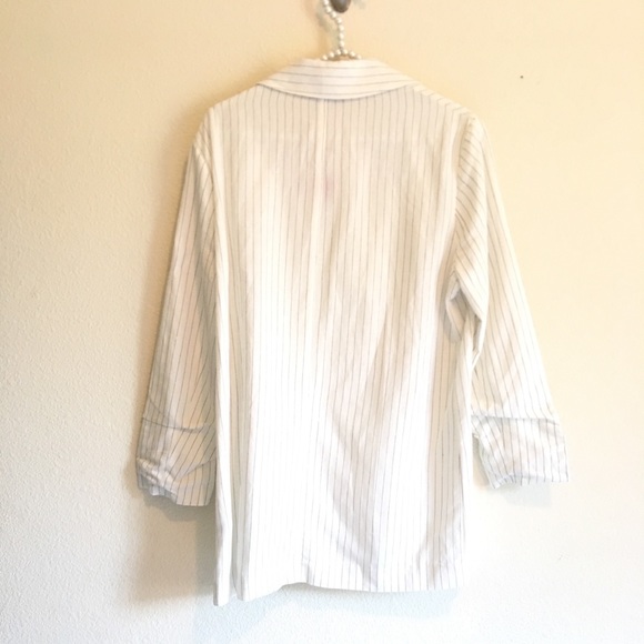 NWT Classic DREW Linen White Pin Striped Blazer - Picture 5 of 8